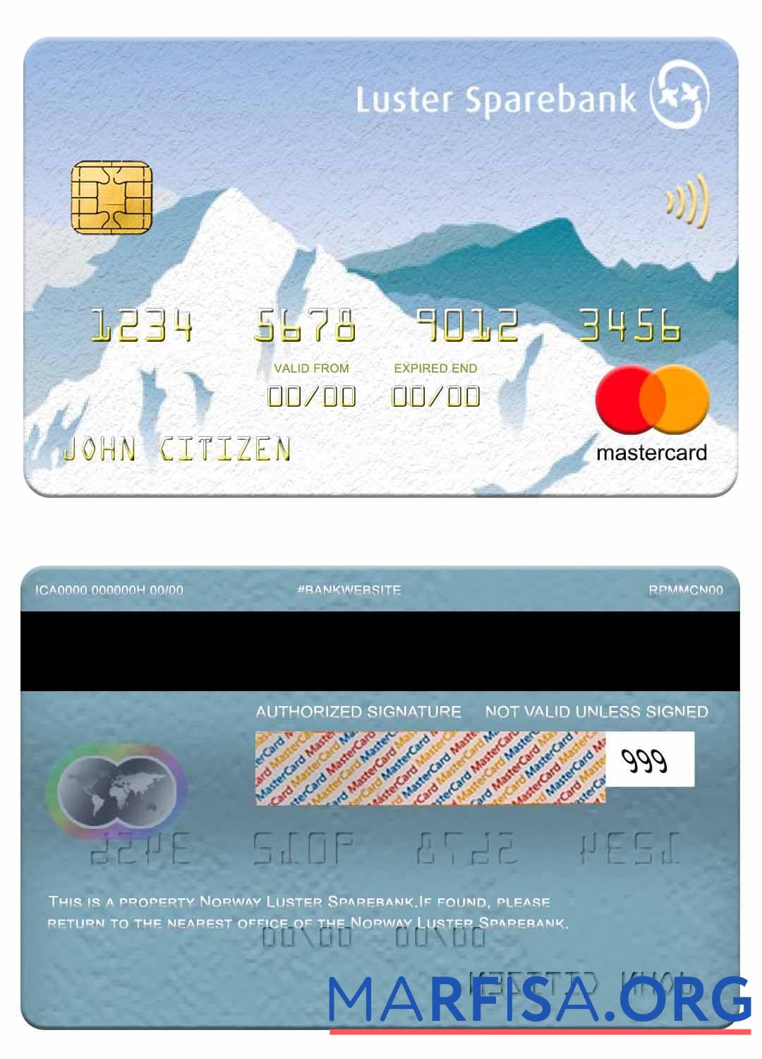 Blank Norway Luster Sparebank mastercard example